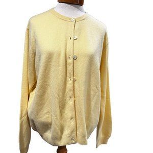 Mariele Waithe Cashmere Button Down Sweater Yellow XL with Pearlized‎ Buttons